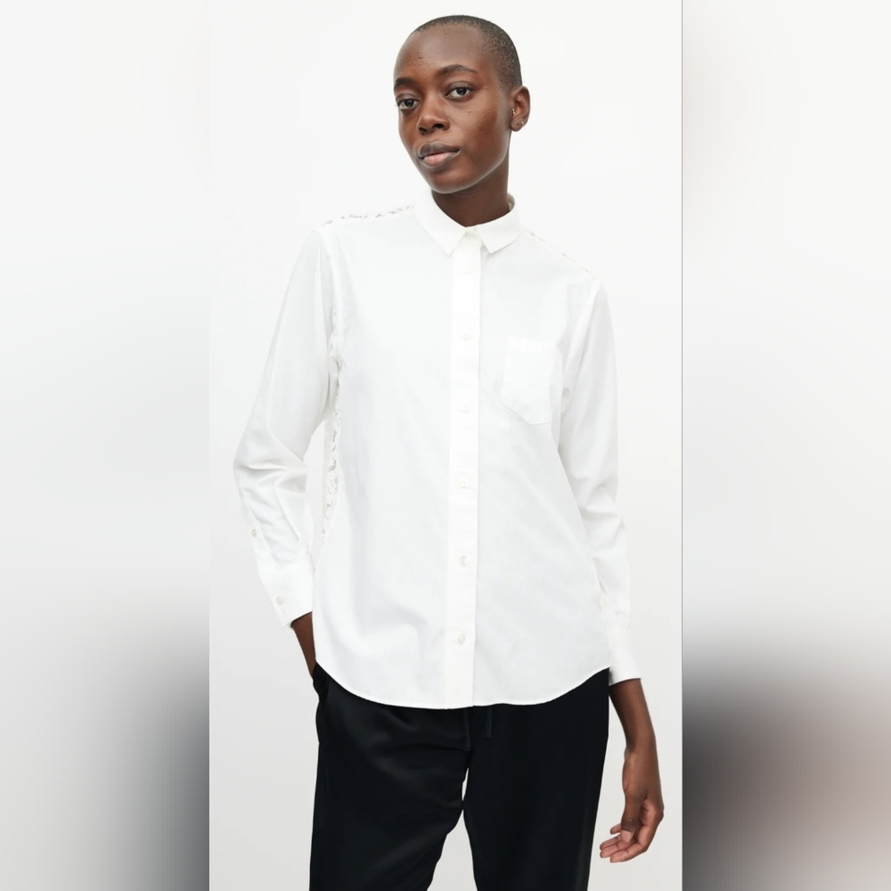 Sacai Luck - White Lace Insert Shirt